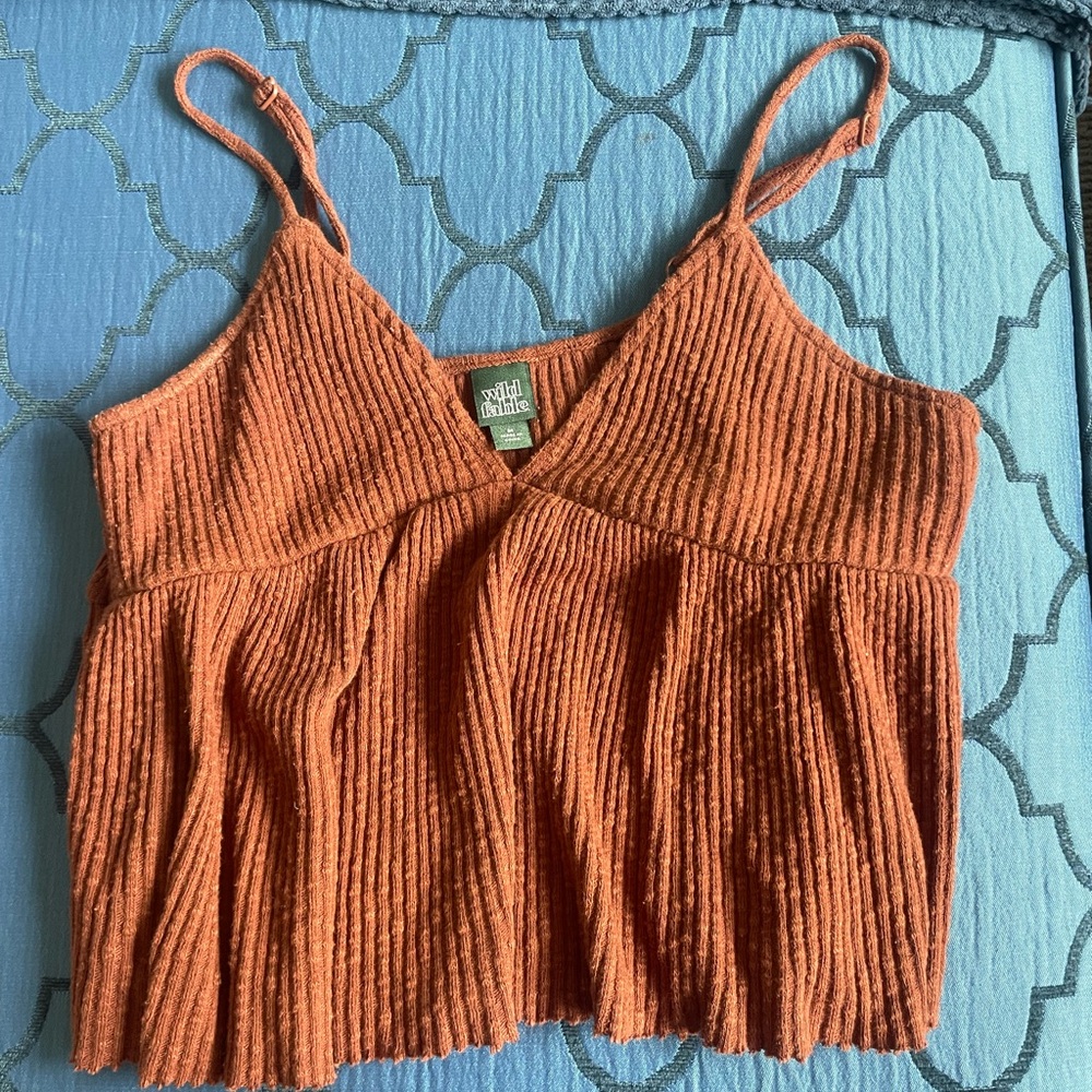 Wild Fable Orange Ribbed Camisole Crop Top